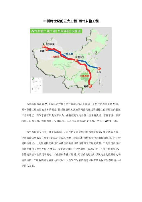 高中地理图说天下中国跨世纪的五大工程—西气东输工程素材