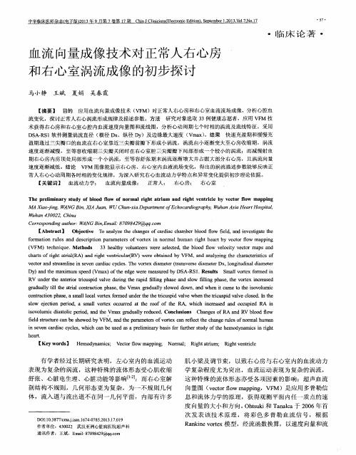 血流向量成像技术对正常人右心房和右心室涡流成像的初步探讨