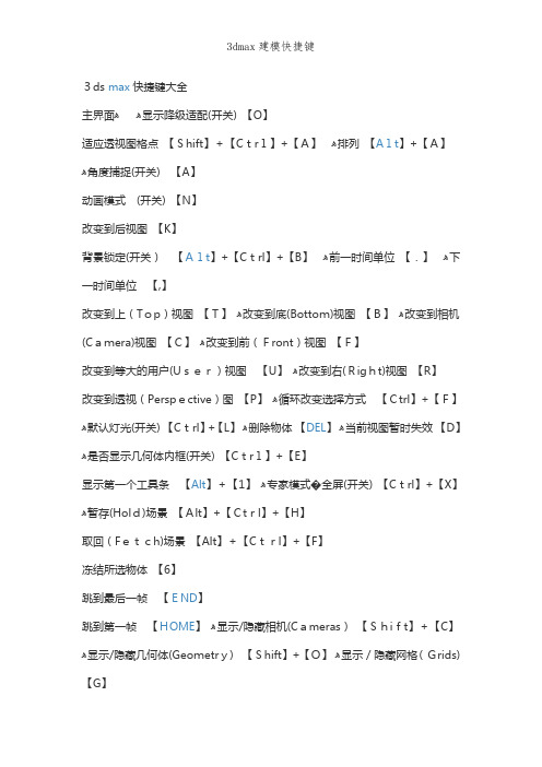 3dmax建模快捷键