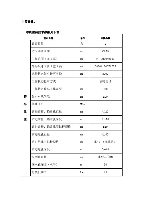 CMM煤矿用液压锚杆钻车D型技术参数