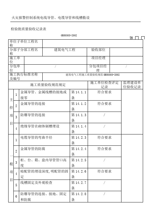 火灾自动报警系统全部检验批质量验收记录表