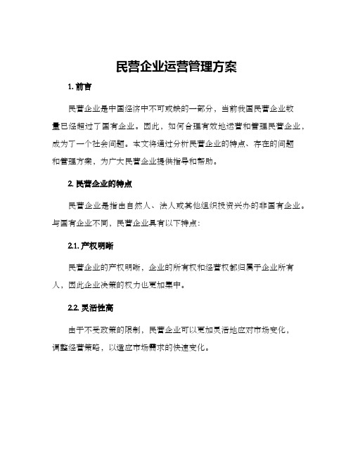 民营企业运营管理方案