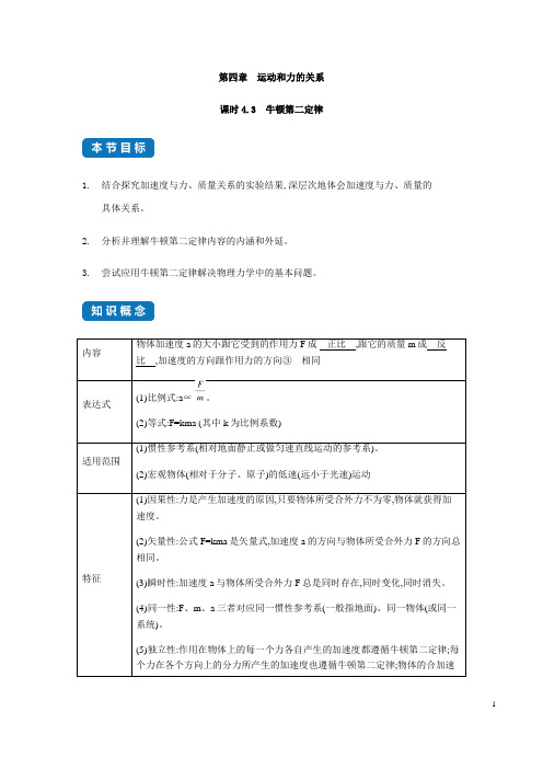 4.3 牛顿第二定律-同步练习(新教材人教版必修一)