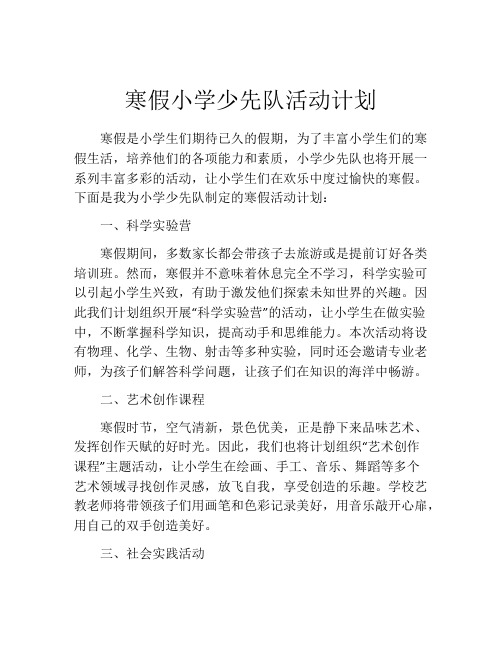 寒假小学少先队活动计划