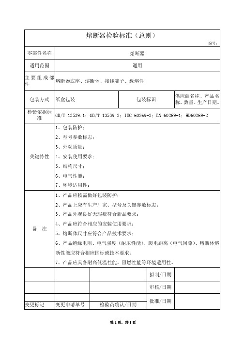 熔断器检验标准