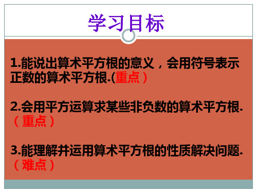 八年级数学上册14.1平方根课件1新版冀教版