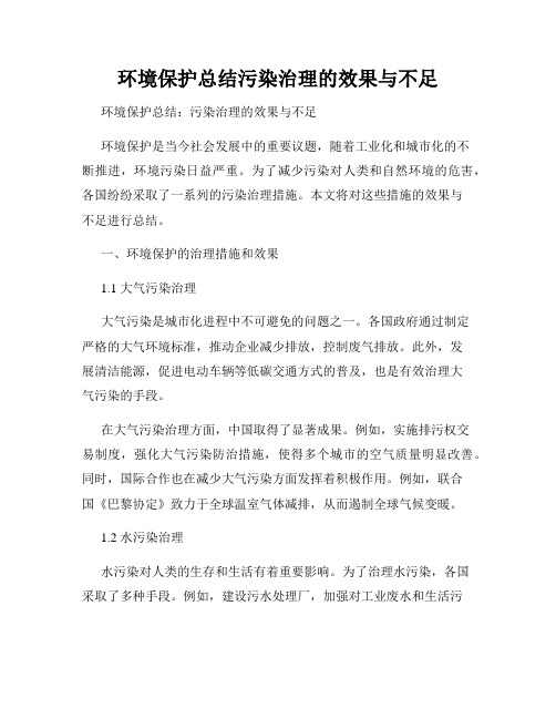 环境保护总结污染治理的效果与不足