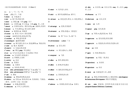 《高中英语新课程标准》单词表共3344词