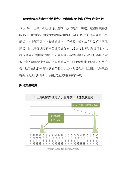 政策舆情热点事件分析报告之上海地铁禁止电子设备声音外放