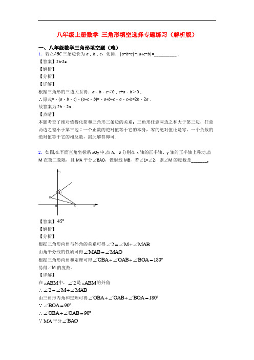 八年级上册数学 三角形填空选择专题练习(解析版)