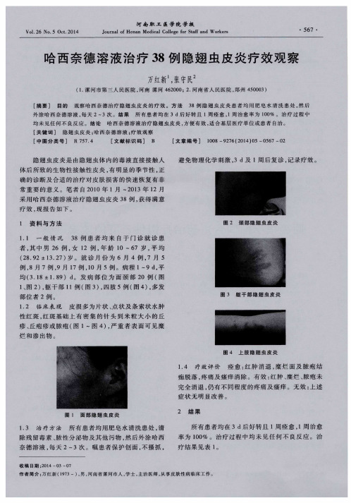 哈西奈德溶液治疗38例隐翅虫皮炎疗效观察