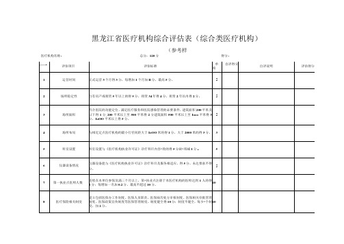 黑龙江省医疗机构综合评估表综合类医疗机构6I参考样表