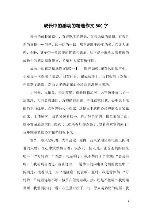 成长中的感动的精选作文800字