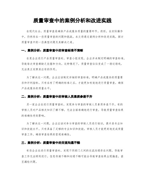 质量审查中的案例分析和改进实践