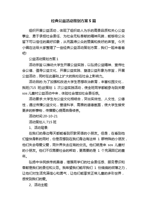 经典公益活动策划方案5篇