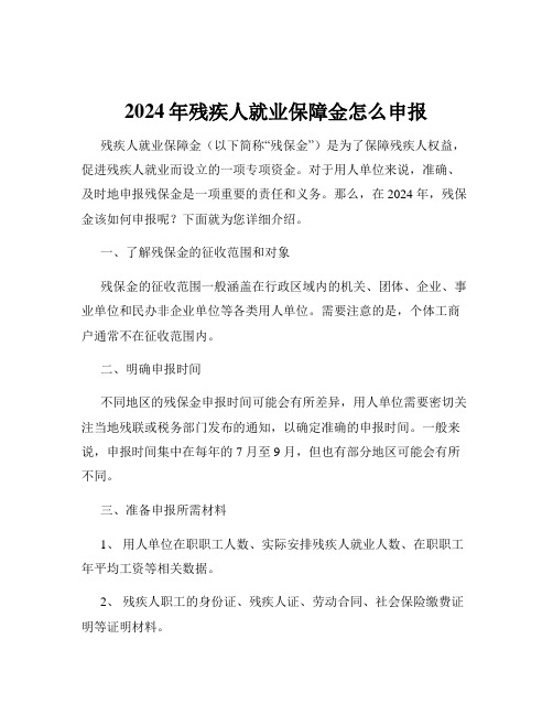 2024年残疾人就业保障金怎么申报