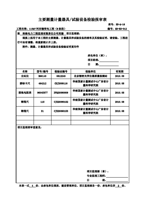 10.1测量器具报审