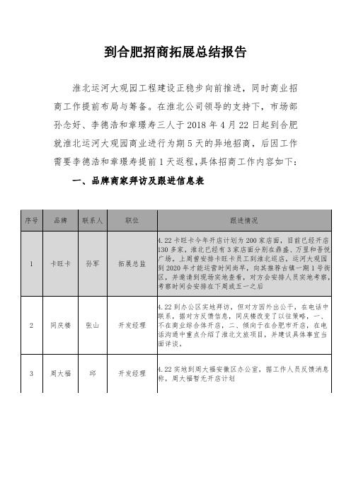 到合肥招商拓展总结报告