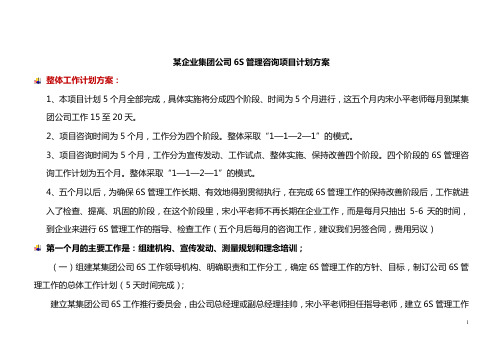 某公司6S管理咨询项目计划方案