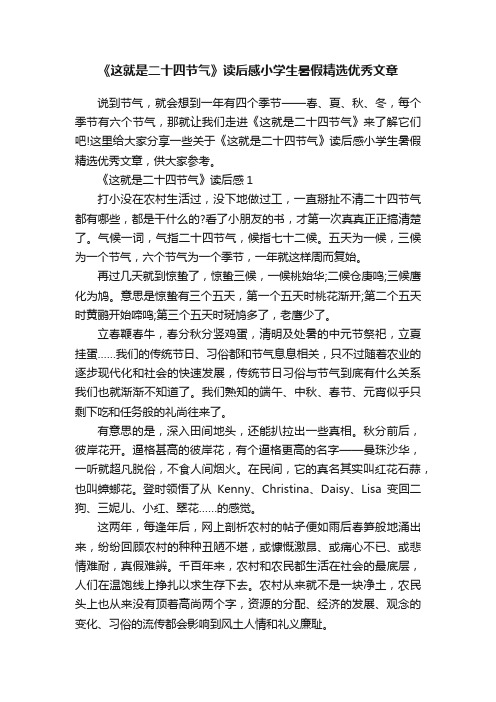 《这就是二十四节气》读后感小学生暑假精选优秀文章