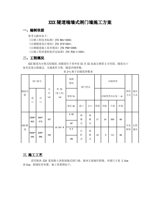 隧道端墙式洞门墙方案