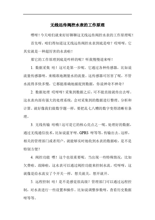 无线远传阀控水表的工作原理