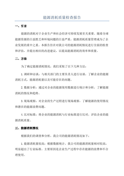 能源消耗质量检查报告