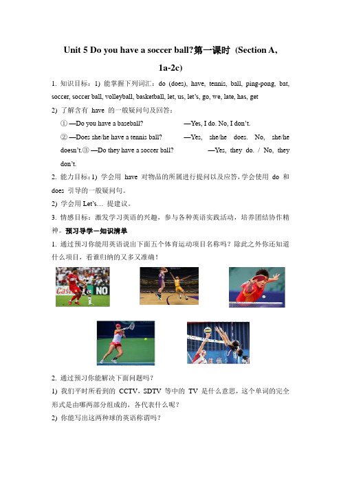 U5 Do you have a soccer ball 市优质课优秀学案16页