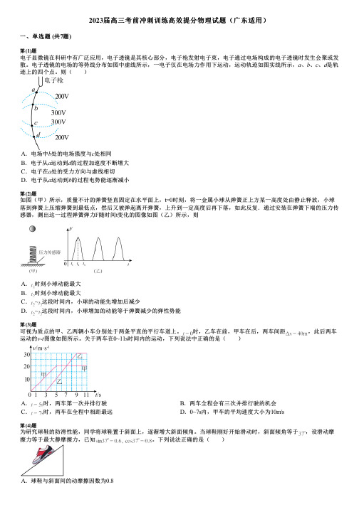 2023届高三考前冲刺训练高效提分物理试题(广东适用)