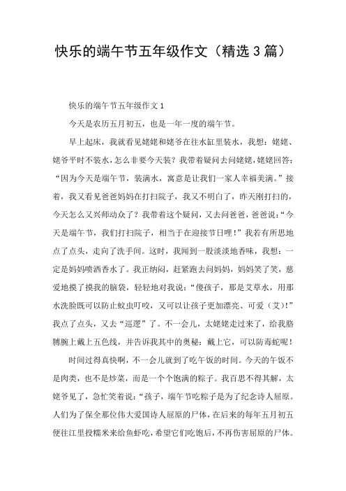 快乐的端午节五年级作文(精选3篇)