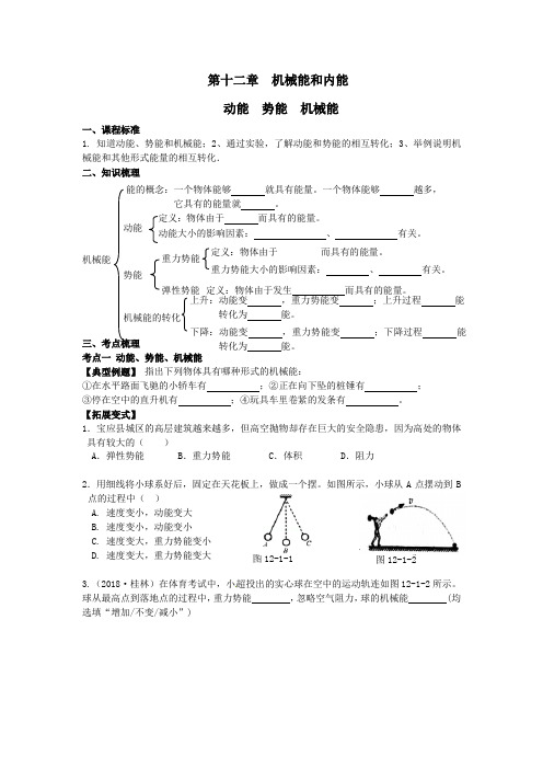 苏科版九年级物理中考总复习第12章   机械能教学案设计(无答案)