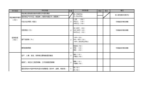 供应商准入评价表