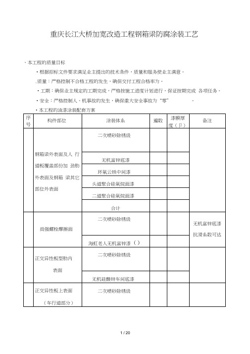 重庆长江大桥加宽改造工程钢箱梁防腐涂装工艺