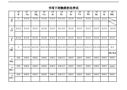 初中化学中考 化学式书写