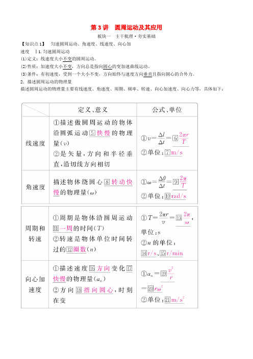 高考物理一轮复习 第四章 曲线运动 万有引力与航天 第3讲 圆周运动及其应用学案