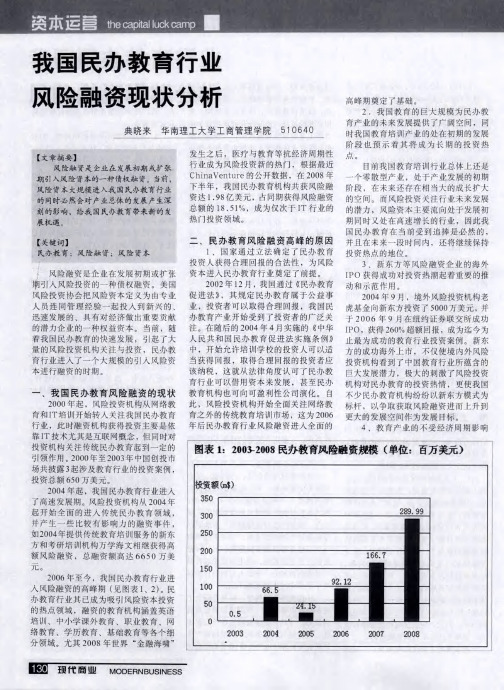 我国民办教育行业风险融资现状分析