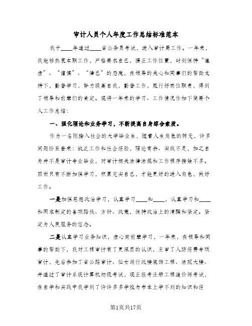 审计人员个人年度工作总结标准范本(5篇)
