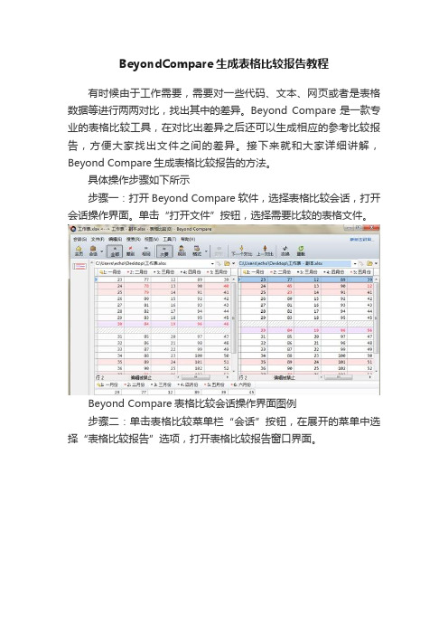 BeyondCompare生成表格比较报告教程