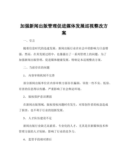 加强新闻出版管理促进媒体发展巡视整改方案