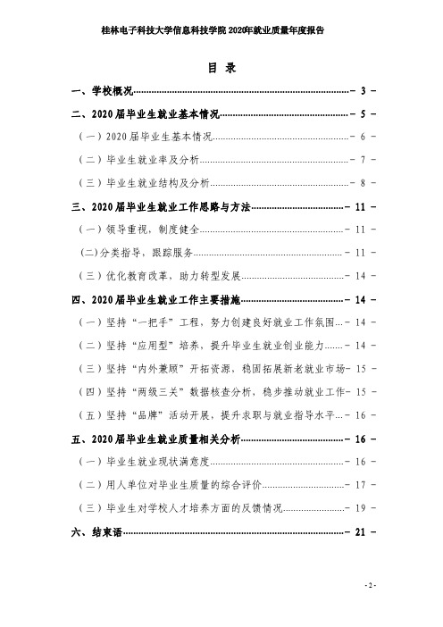 桂林电子科技大学信息科技学院2020年就业质量年度报告