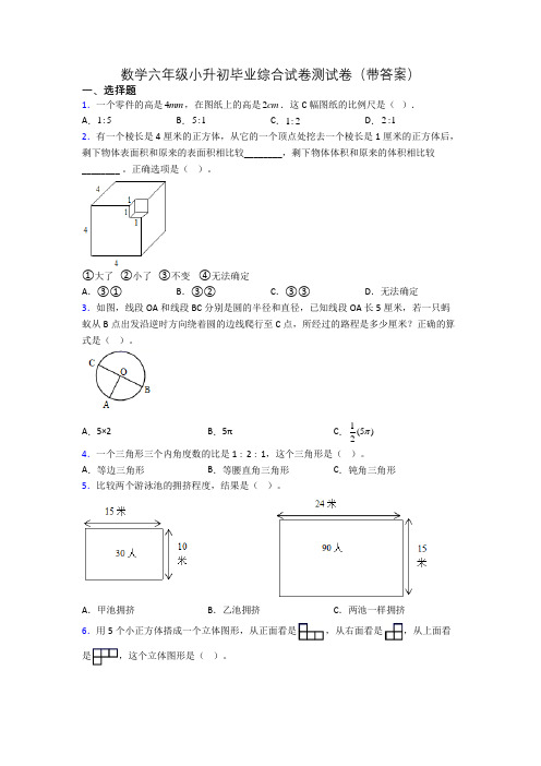 数学六年级小升初毕业综合试卷测试卷(带答案)