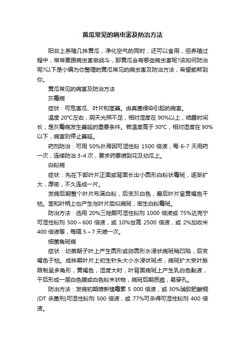 黄瓜常见的病虫害及防治方法