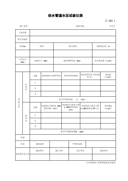 江苏省建设工程质监0190910六版表格文件GD3.1