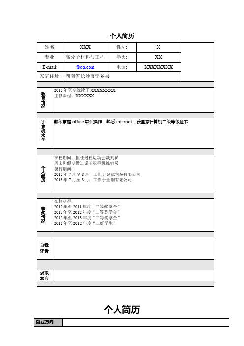 个人简历模板大全-直接下载使用(word新版)[1]-2