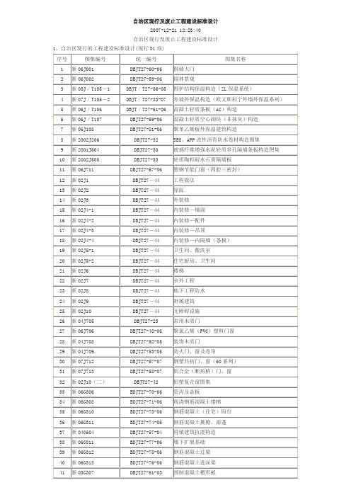 自治区现行及废止工程建设标准设计