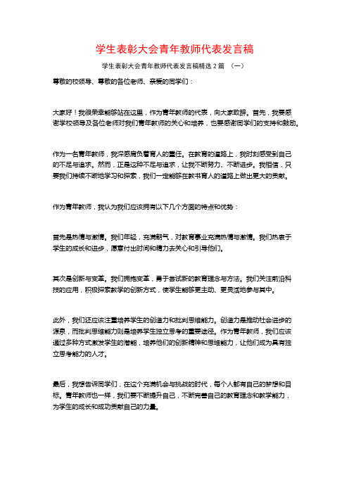 学生表彰大会青年教师代表发言稿2篇