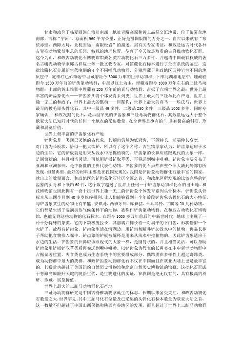 和政古动物化石占据了六项世界之最