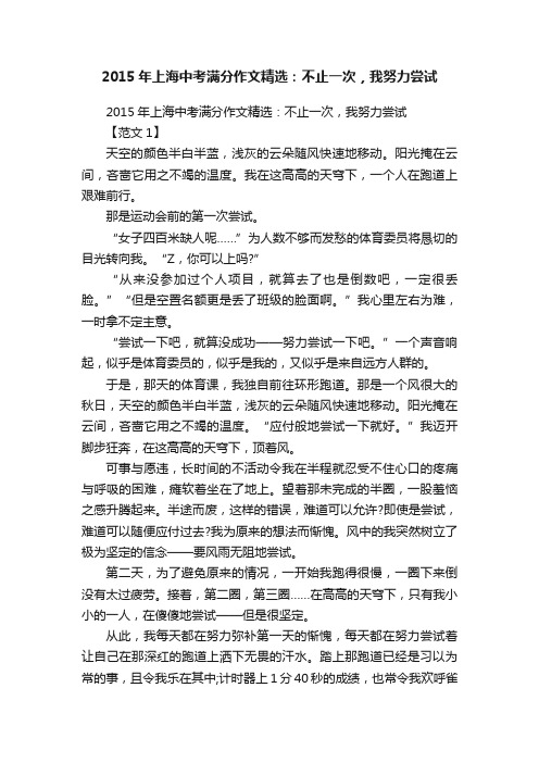 2015年上海中考满分作文精选：不止一次，我努力尝试