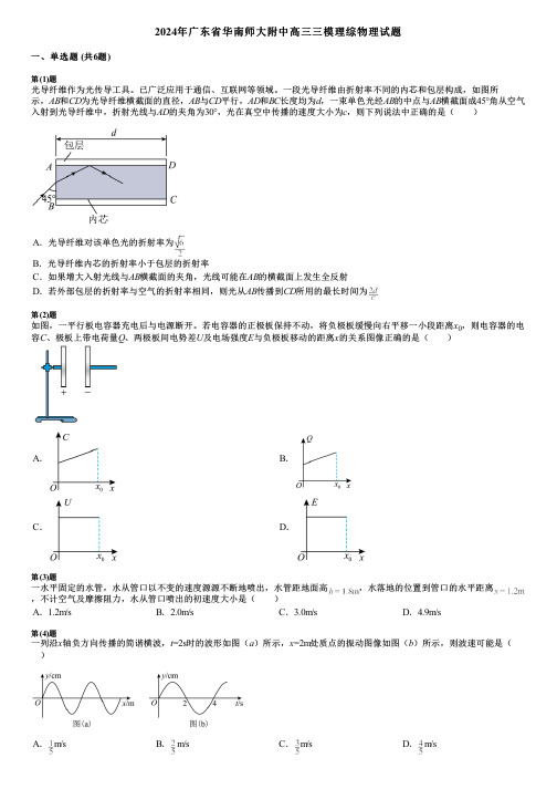 2024年广东省华南师大附中高三三模理综物理试题