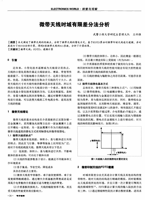 微带天线时域有限差分法分析